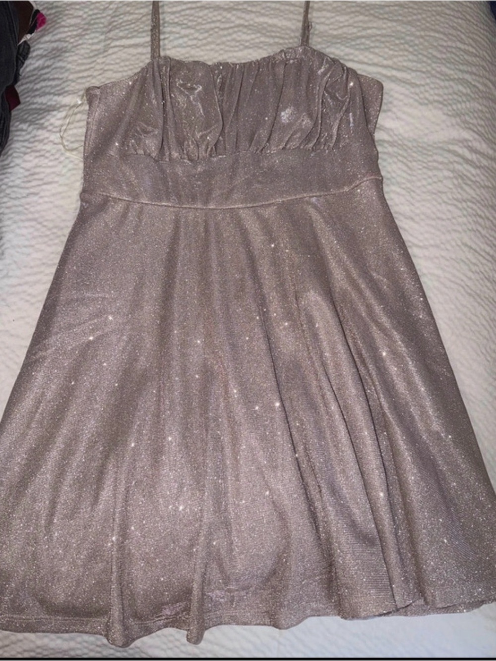 Trixxi Shimmery Taupe Maxi Dress with Sparkle
